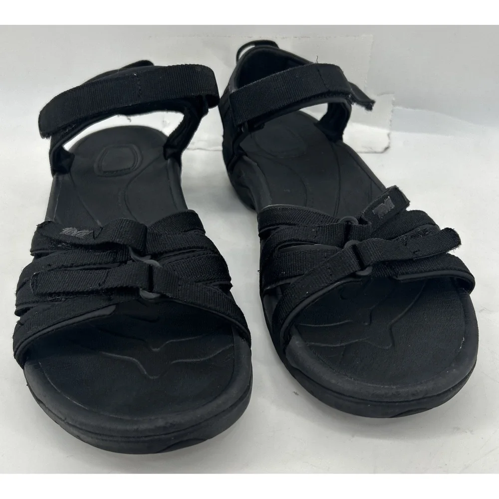 Teva Tirra Strappy Slingback Hook And Loop Sandals Black Women's Size 9